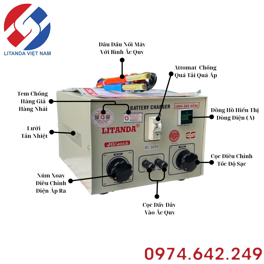 Các thông tin về máy nạp ắc quy Litanda