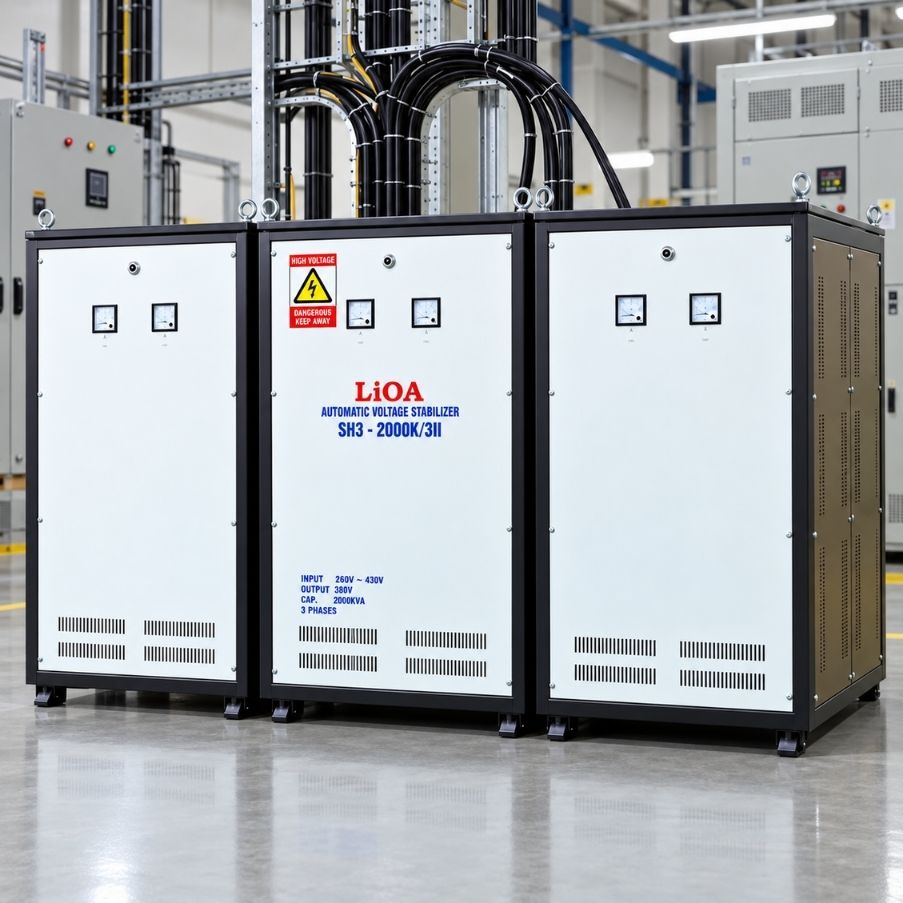 Phân phối ổn áp Lioa 2000KVA 3 pha SH3-2000KII có dải điện áp vào 260V-430V. Sản phẩm được sử dụng nhiều cho công ty, doanh nghiệp, nhà máy, xưởng sản…