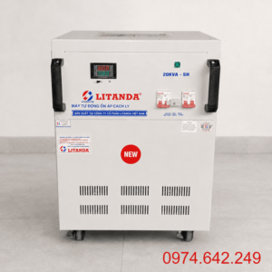 Ổn Áp Cách Ly 20KVA 1 Pha chuyên dùng cho khu vực điện yếu, tích hợp chống giật và lọc nhiễu, cung cấp nguồn điện sạch và an toàn cho thiết bị nhạy cảm.
