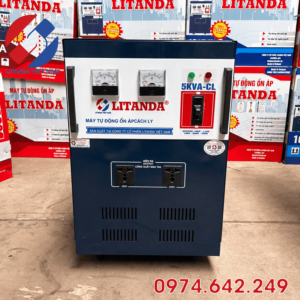 Ổn áp cách ly 5KVA dải 90V chuyên dùng cho khu vực điện yếu, tích hợp tính năng chống giật và lọc nhiễu, cung cấp nguồn điện sạch cho các thiết bị nhạy cảm.