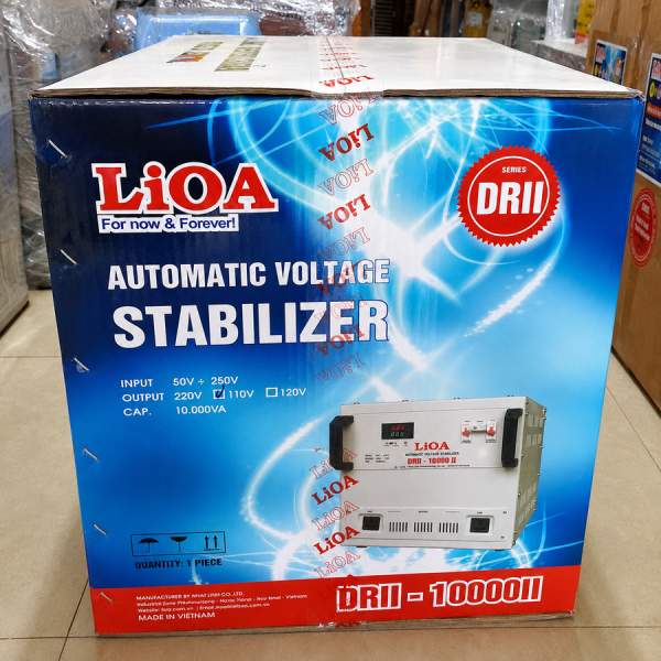 Ổn áp Lioa 1 pha 10KVA DRII-10000II dùng ổn định nguồn điện, bảo vệ an toàn cho các thiết bị điện gia đình ở khu vực lưới điện cực yếu và dao động lớn.