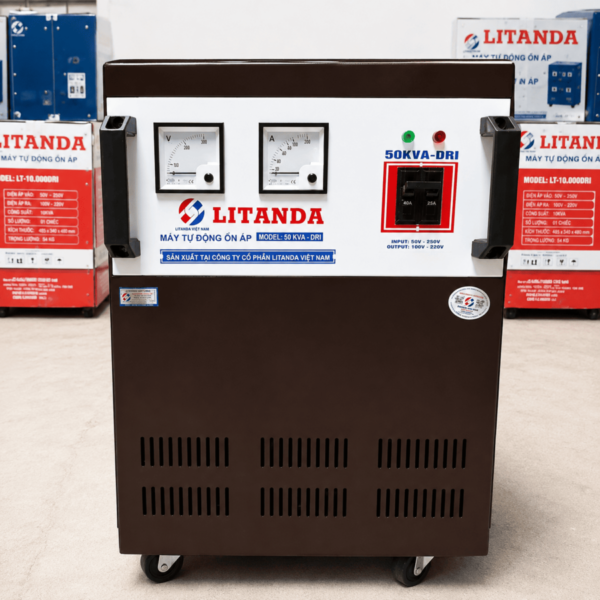 Ổn Áp Litanda 50KVA dải 50V - 250V với dải điện áp cực rộng, chuyên dụng cho các khu vực điện lưới rất yếu và chập chờn sâu. bảo vệ an toàn cho thiết bị
