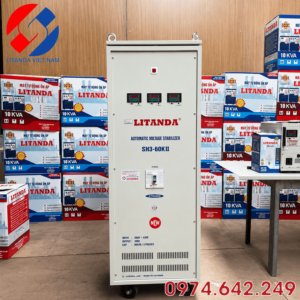 Ổn Áp 60KVA 3 Pha Dải 260V dùng cho hệ thống điện 3 pha. Thiết bị giúp ổn định nguồn điện liên tục và an toàn cho máy móc, thiết bị công nghiệp quy mô lớn.