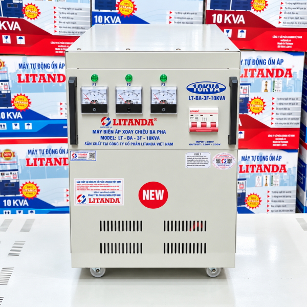 Máy biến áp 3 pha 10KVA chuyên dùng đổi nguồn điện, cung cấp nguồn điện 3 pha ổn định cho các hệ thống máy móc thiết bị công nghiệp.
