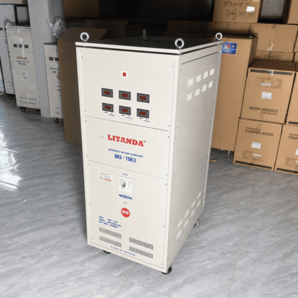 Ổn Áp 75KVA Dải 160V dùng cho hệ thống điện 3 pha không quá yếu. Thiết bị giúp ổn định nguồn điện liên tục và an toàn cho máy móc, thiết bị công nghiệp