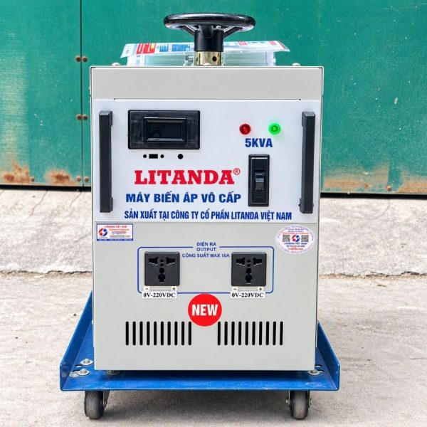 Biến áp vô cấp 1 pha 5KVA là thiết bị điện có khả năng điều chỉnh điện áp liên tục trong một khoảng nhất định mà không cần phân cấp.