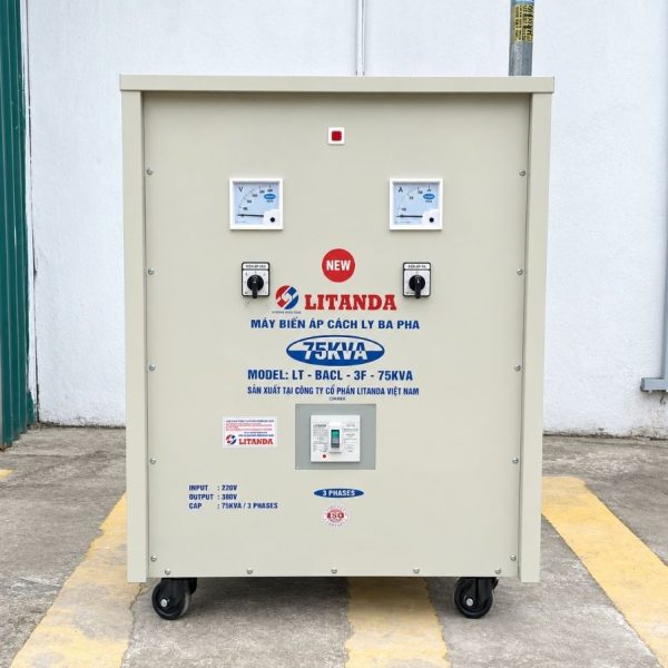 Biến áp cách ly 75KVA 3 pha vào 220V ra 380V là lựa chọn tối ưu cho các doanh nghiệp cần ổn định điện áp, tăng độ an toàn và bảo vệ thiết bị điện.