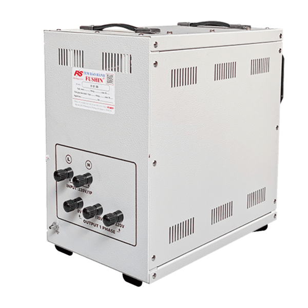 Ổn áp Fushin 1 pha 10KVA (FS1.1.130-10K): Ổn áp dây đồng dải 130V-250V, chuyên ổn định điện cho gia đình lớn và văn phòng.