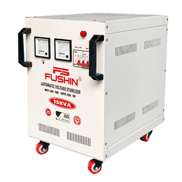 Ổn áp Fushin 1 pha 15KVA (FS1.1.130-15K): Ổn áp dây đồng dải 130V-250V, chuyên ổn định điện cho gia đình lớn và cơ sở kinh doanh.