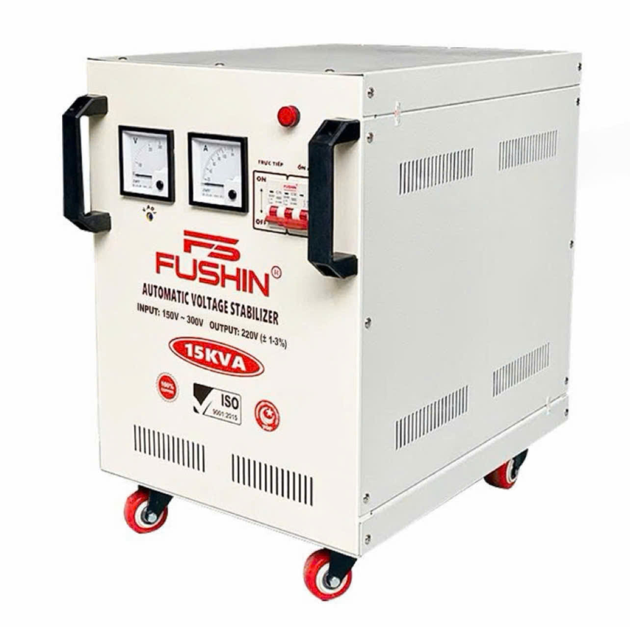 Ổn áp Fushin 1 pha 15KVA NLMT (FS1.III-15K): Ổn áp chuyên dụng cho điện mặt trời, dây đồng 100%, tối ưu điện áp đầu ra từ inverter.