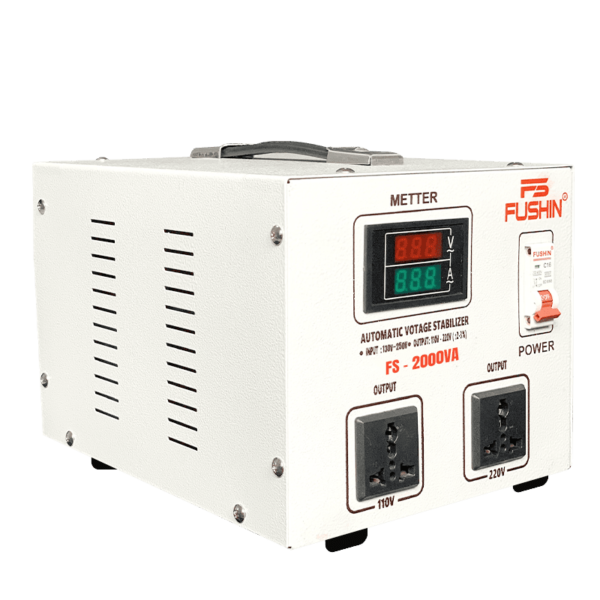 on-ap-fushin-1-pha-2kva-FS1.1.130-2k-1 Ổn áp Fushin 1 pha 2KVA model FS1.1.130-2K là thiết bị ổn áp chất lượng cao thuộc thương hiệu Fushin đến từ Nhật Bản, được sản xuất và lắp ráp tại Việt Nam theo dây chuyền công nghệ hiện đại. Sản phẩm có chức năng tự động điều chỉnh và ổn định điện áp đầu ra, đảm bảo nguồn điện luôn ở mức an toàn và phù hợp với thiết bị sử dụng. Nhờ đó, giúp kéo dài tuổi thọ thiết bị, hạn chế hư hỏng do điện áp không ổn định và góp phần tiết kiệm điện năng.
