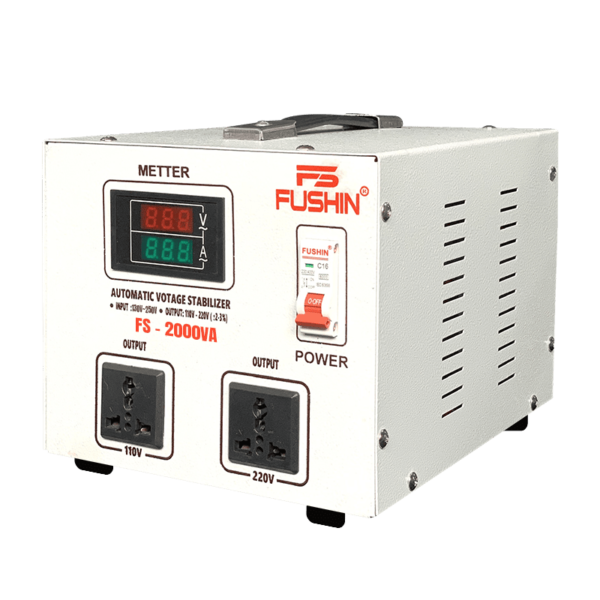 on-ap-fushin-1-pha-2kva-FS1.1.130-2k-2 Ổn áp Fushin 1 pha 2KVA model FS1.1.130-2K là thiết bị ổn áp chất lượng cao thuộc thương hiệu Fushin đến từ Nhật Bản, được sản xuất và lắp ráp tại Việt Nam theo dây chuyền công nghệ hiện đại. Sản phẩm có chức năng tự động điều chỉnh và ổn định điện áp đầu ra, đảm bảo nguồn điện luôn ở mức an toàn và phù hợp với thiết bị sử dụng. Nhờ đó, giúp kéo dài tuổi thọ thiết bị, hạn chế hư hỏng do điện áp không ổn định và góp phần tiết kiệm điện năng.