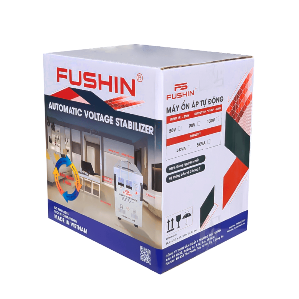 Ổn áp Fushin 1 Pha 3KVA model FS1.1.130-3K là thiết bị ổn áp tự động cao cấp thuộc thương hiệu Fushin – Nhật Bản, được thiết kế chuyên dụng cho hệ thống điện một pha với công suất định mức 3KVA (3.000VA). Sản phẩm có chức năng ổn định điện áp đầu ra trong dải an toàn, góp phần bảo vệ hiệu quả các thiết bị điện dân dụng trước các hiện tượng điện áp không ổn định như quá áp, sụt áp hoặc dao động nguồn điện.