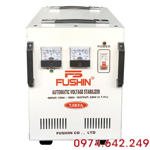 Ổn áp Fushin 1 pha 7.5KVA NLMT (FS1.III-7.5K): Ổn áp chuyên dụng cho điện mặt trời, dây đồng 100%, tối ưu hóa dòng điện đầu ra và bảo vệ thiết bị.