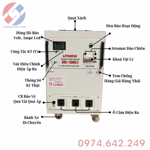 Ổn Áp Litanda 1 Pha là dòng máy dải rộng chuyên dùng cho khu vực điện cực yếu, chập chờn, giúp ổn định điện áp và bảo vệ thiết bị tối ưu.