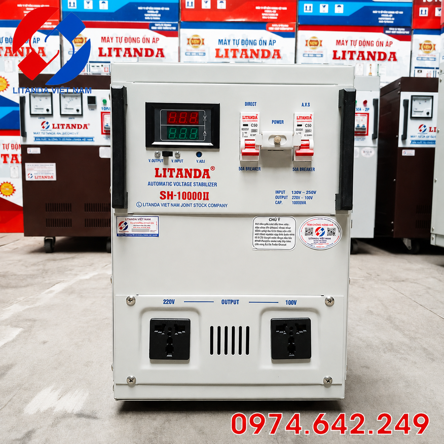 Ổn Áp Ổn Áp Litanda 1 Pha 10KVA SH-10000II Dành riêng cho khu vực có nguồn điện tương đối ổn định, giúp duy trì hiệu suất cao và kéo dài tuổi thọ thiết bị.