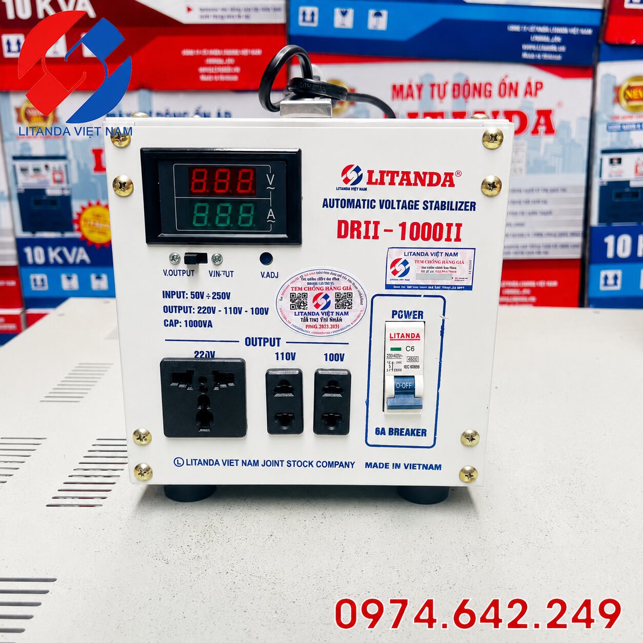Ổn áp Litanda 1 pha 1KVA DRII-1000II: Ổn áp công suất nhỏ dải điện siêu rộng, chạy cực êm, chuyên bảo vệ tivi, máy tính, wifi cho gia đình và văn phòng.