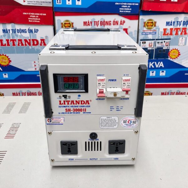 Ổn Áp Litanda 3KVA SH (150V–250V): Phù hợp với khu vực điện ổn định, nổi bật với khả năng tiết kiệm điện năng và tích hợp hệ thống bảo vệ an toàn.