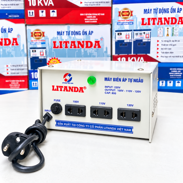bien-ap-tu-ngau-litanda-1-pha-800va Biến áp tự ngẫu Litanda 1 pha 800VA DN008 chuyên dùng đổi nguồn điện, cung cấp nguồn điện chuẩn cho các thiết bị điện dân dụng nhập khẩu.