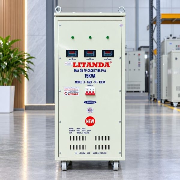 on-ap-cach-ly-15kva-3-pha-160v-430v-2 Ổn Áp Cách Ly 15KVA 3 Pha 160V-430V chuyên dùng ổn định điện áp dải rộng, lọc nhiễu, chống giật và bảo vệ thiết bị điện công nghiệp nhạy cảm.