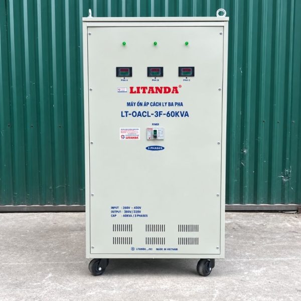 on-ap-cach-ly-litanda-3-pha-60kva-260v-430v Ổn áp cách ly Litanda 3 pha 60KVA 260V-430V chuyên dùng ổn định điện áp, lọc nhiễu, chống giật và bảo vệ thiết bị điện công nghiệp nhạy cảm.