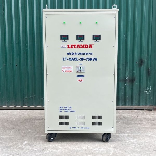 on-ap-cach-ly-litanda-3-pha-75kva-260v-430v Ổn áp cách ly Litanda 3 pha 75KVA 260V-430V chuyên dùng ổn định điện áp, lọc nhiễu, chống giật và bảo vệ thiết bị điện công nghiệp nhạy cảm.