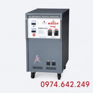 Ổn áp Robot Reno 1 pha 25KVA 150V-250V là giải pháp phù hợp cho biệt thự, văn phòng, cửa hàng, nhà hàng và cơ sở kinh doanh sử dụng nhiều thiết bị điện cùng lúc. Máy hoạt động trong dải điện áp đầu vào từ 150V đến 250V, tự động điều chỉnh điện áp đầu ra về mức ổn định 220V, giúp hạn chế tình trạng thiết bị chạy yếu, nóng máy, giảm tuổi thọ hoặc ngắt đột ngột khi điện lưới dao động.