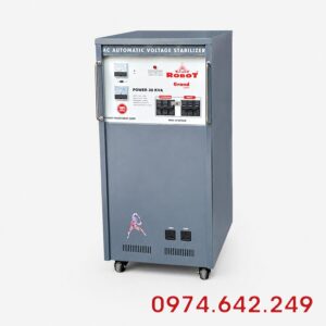 Ổn áp Robot Reno 1 pha 30KVA 150V-250V là thiết bị chuyên dùng để tự động điều chỉnh điện áp đầu vào dao động trong khoảng từ 150V đến 250V về mức điện áp đầu ra ổn định 220V. Với công suất 30KVA, sản phẩm phù hợp lắp đặt cho biệt thự, văn phòng, nhà hàng, cửa hàng và cơ sở kinh doanh sử dụng nhiều thiết bị điện công suất lớn cùng lúc.