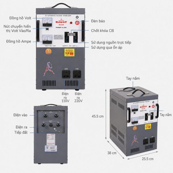 Ổn Áp Robot 1 Pha 8KVA 60V-240V
