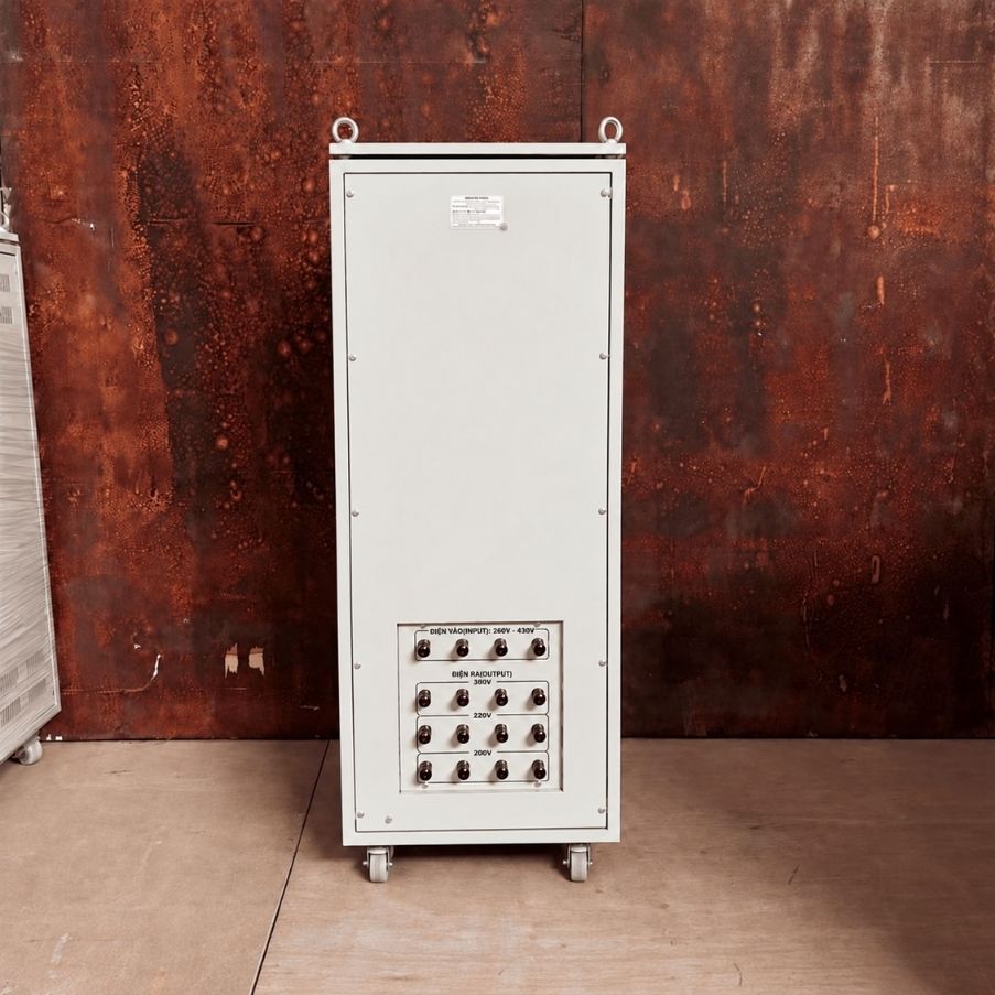Ổn áp Standard 3 pha 30KVA SH3-30KII chuyên dùng ổn định điện áp tự động, chống quá tải, ngắn mạch, nâng cao độ bền và bảo vệ an toàn cho các thiết bị điện.