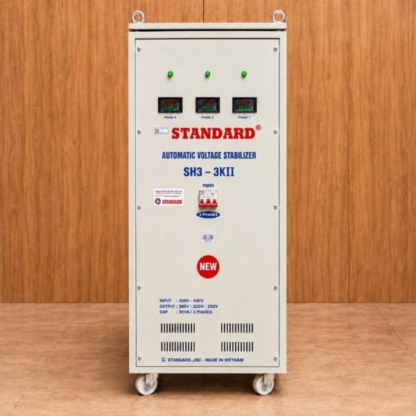 on-ap-standard-3-pha-3kva-sh3-3kii Ổn áp Standard 3 pha 3KVA SH3-3KII chuyên dùng ổn định điện áp tự động, chống quá tải, ngắn mạch, nâng cao độ bền và bảo vệ an toàn cho các thiết bị điện.