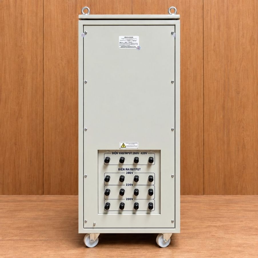 Ổn áp Standard 3 pha 3KVA SH3-3KII chuyên dùng ổn định điện áp tự động, chống quá tải, ngắn mạch, nâng cao độ bền và bảo vệ an toàn cho các thiết bị điện.