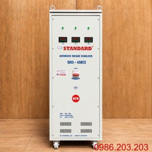 Ổn áp Standard 3 pha 45KVA SH3-45KII chuyên dùng ổn định điện áp tự động, chống quá tải, ngắn mạch, nâng cao độ bền và bảo vệ an toàn cho các thiết bị điện.