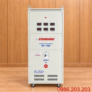 Ổn áp Standard 3 pha 75KVA SH3-75KII chuyên dùng ổn định điện áp tự động, chống quá tải, ngắn mạch, nâng cao độ bền và bảo vệ an toàn cho các thiết bị điện.