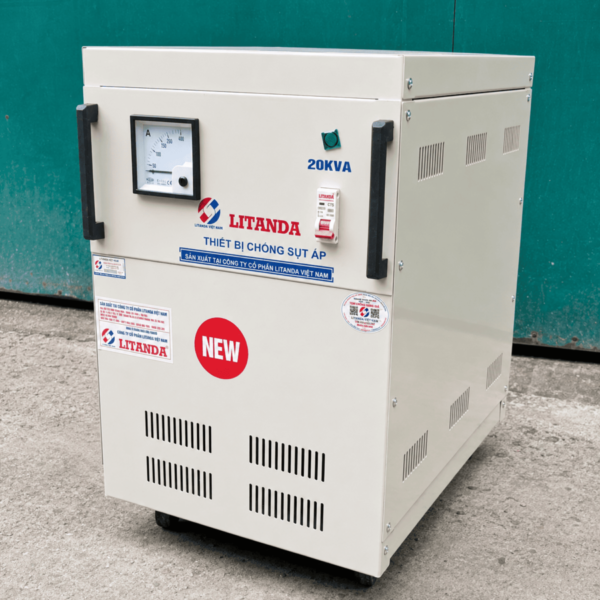 Thiết bị chống sụt áp 20KVA dùng để khắc phục triệt để tình trạng điện áp yếu, chập chờn, cung cấp nguồn điện ổn định cho thiết bị điện công suất lớn.