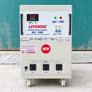 Ổn áp điện tử 7.5KVA dải điện áp vào 150V–250V, điện áp ra 220V (1 pha, dây quấn đồng 100%) là thiết bị tự động điều chỉnh và ổn định điện áp, giúp duy…