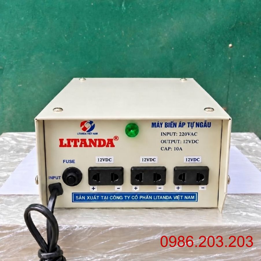 Biến áp 220V ra 12V 10A chuyên dùng đổi nguồn điện áp hạ thế sang dòng một chiều ổn định cho thiết bị điện tử, đèn LED và mạch điều khiển.