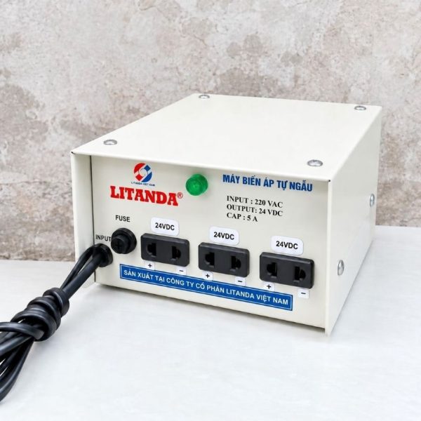 Biến áp 220V ra 24V 5A chuyên dùng chuyển đổi nguồn điện sang một chiều ổn định cho thiết bị tự động hóa và mạch điện tử công suất nhỏ.