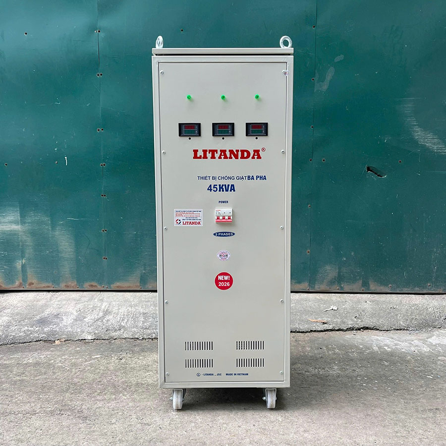 Thiết bị chống giật 3 pha 45kVA chuyên dùng bảo vệ an toàn cho hệ thống điện, tự động cách ly hoàn toàn nguồn điện khi xảy ra sự cố rò rỉ hoặc điện giật.