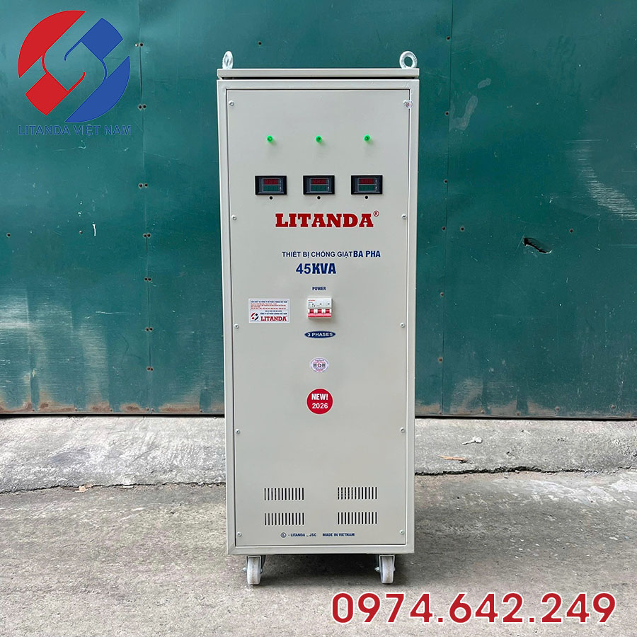 Thiết bị chống giật 3 pha 45kVA chuyên dùng bảo vệ an toàn cho hệ thống điện, tự động cách ly hoàn toàn nguồn điện khi xảy ra sự cố rò rỉ hoặc điện giật.