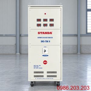 Ổn áp STANDA 3 pha 75KVA SH3-75KII là thiết bị ổn định điện áp công suất lớn, phù hợp sử dụng cho nhà xưởng, cơ sở sản xuất, tòa nhà, kho lạnh và hệ…