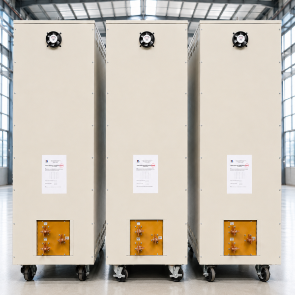 Ổn áp 1200KVA 3 pha dải 304V dùng cho lưới điện rất yếu, giúp ổn định nguồn điện liên tục và bảo vệ cho hệ thống thiết bị công nghiệp công suất rất lớn.