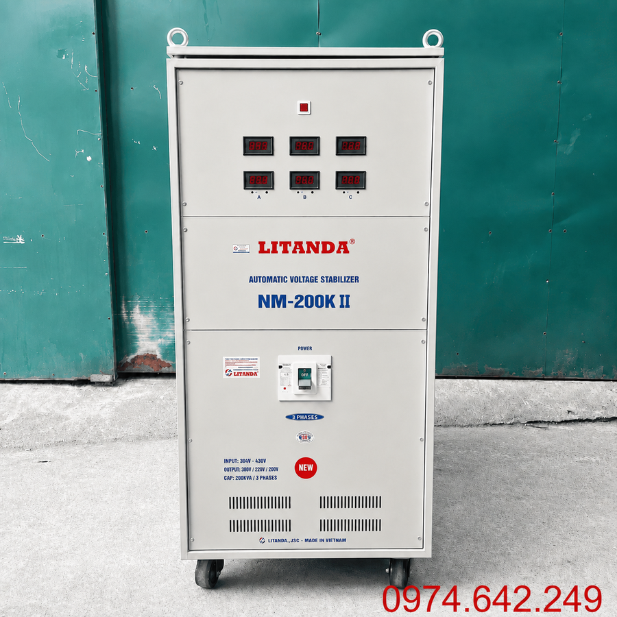 Ổn áp 200KVA 3 pha là nhóm thiết bị ổn định điện áp công suất lớn, phù hợp cho nhà xưởng