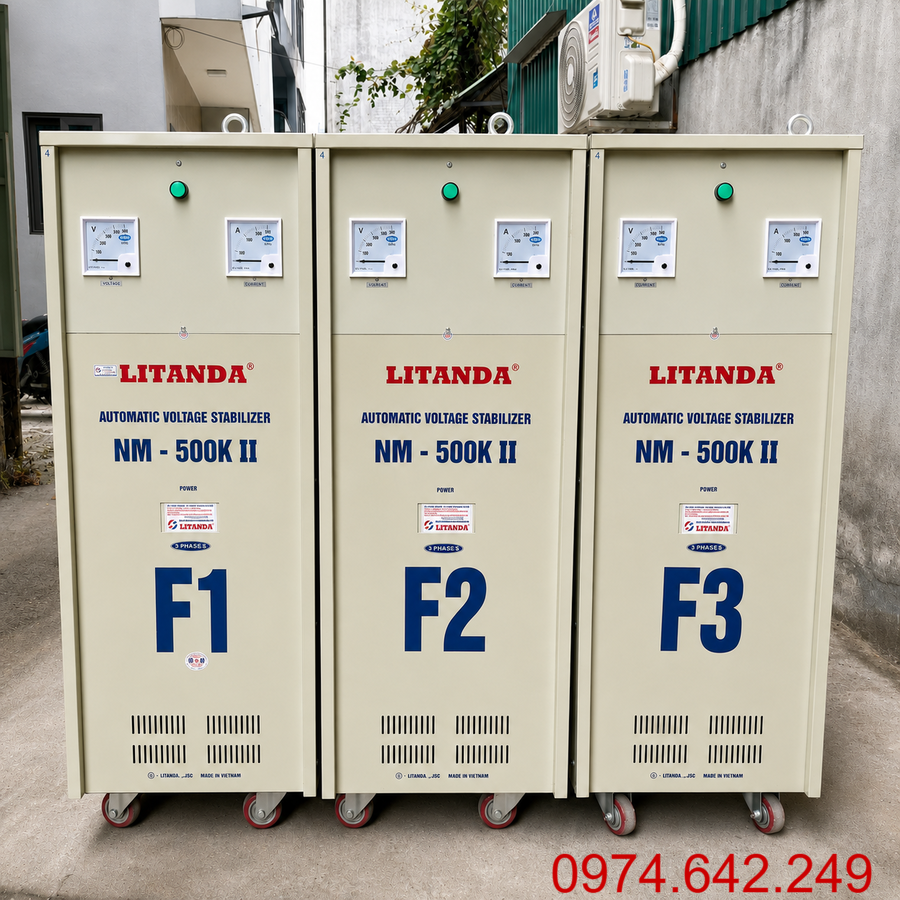 Ổn áp 500KVA 3 pha là nhóm thiết bị ổn định điện áp công suất rất lớn, phù hợp với nhà máy