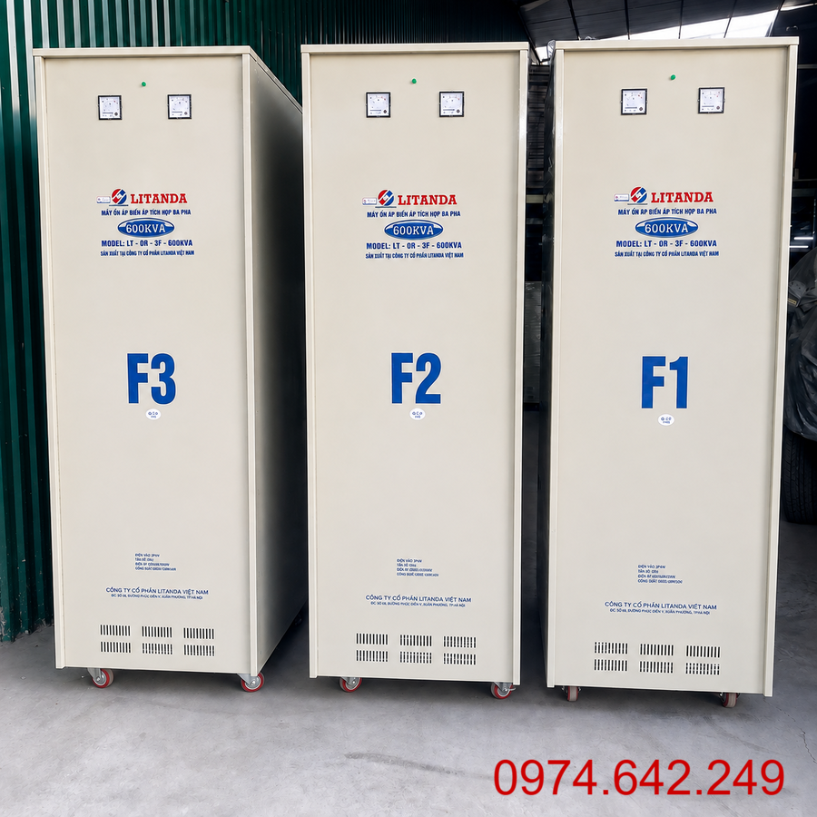 Ổn áp 600KVA 3 pha thuộc nhóm thiết bị ổn định điện áp công suất lớn, thường được lựa chọn cho nhà máy.