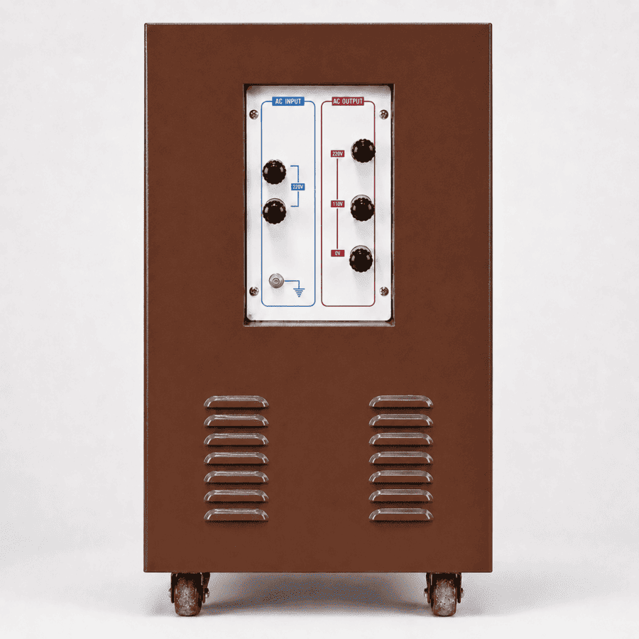 Ổn áp Hanshin 1 pha 40KVA dải 90V cho khu vực điện yếu, giúp ổn định điện áp liên tục và bảo vệ an toàn cho các thiết bị điện trong gia đình, văn phòng..