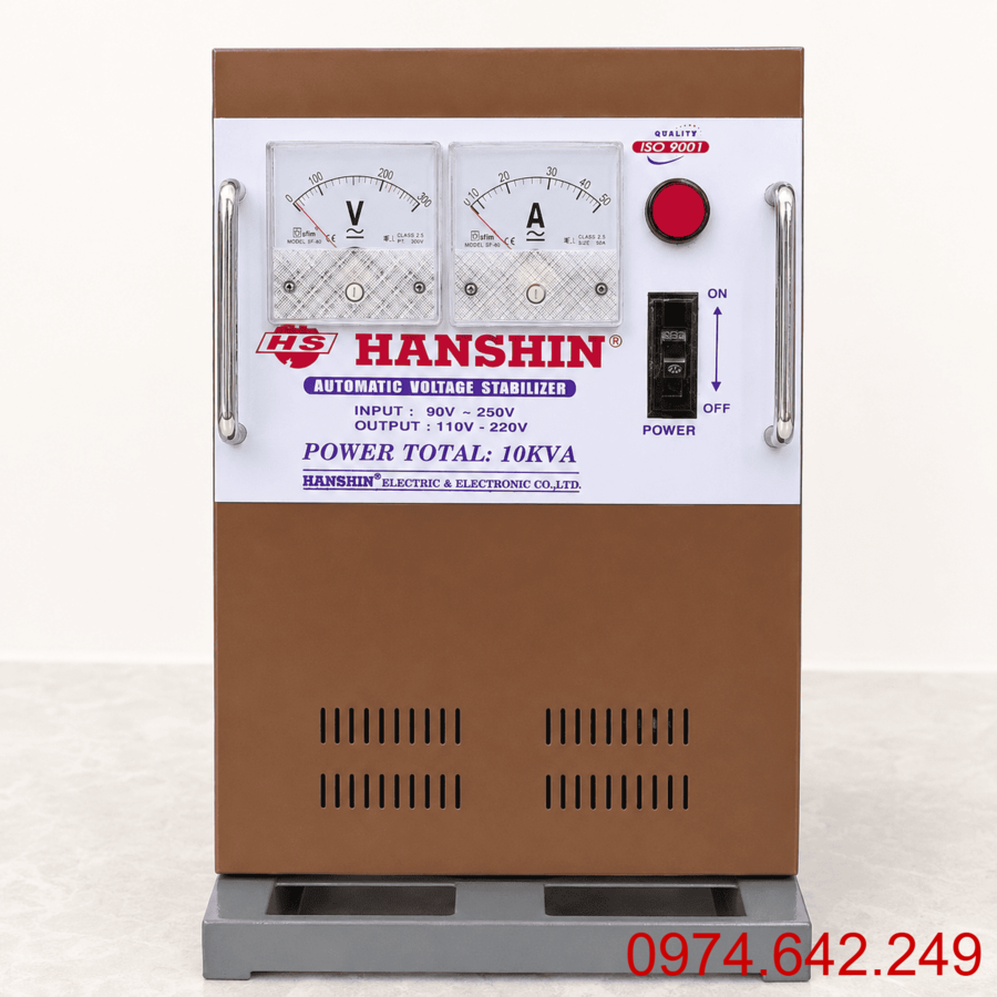 Ổn áp Hanshin 10KVA là danh mục tổng hợp các dòng ổn áp 1 pha công suất 10.000VA.
