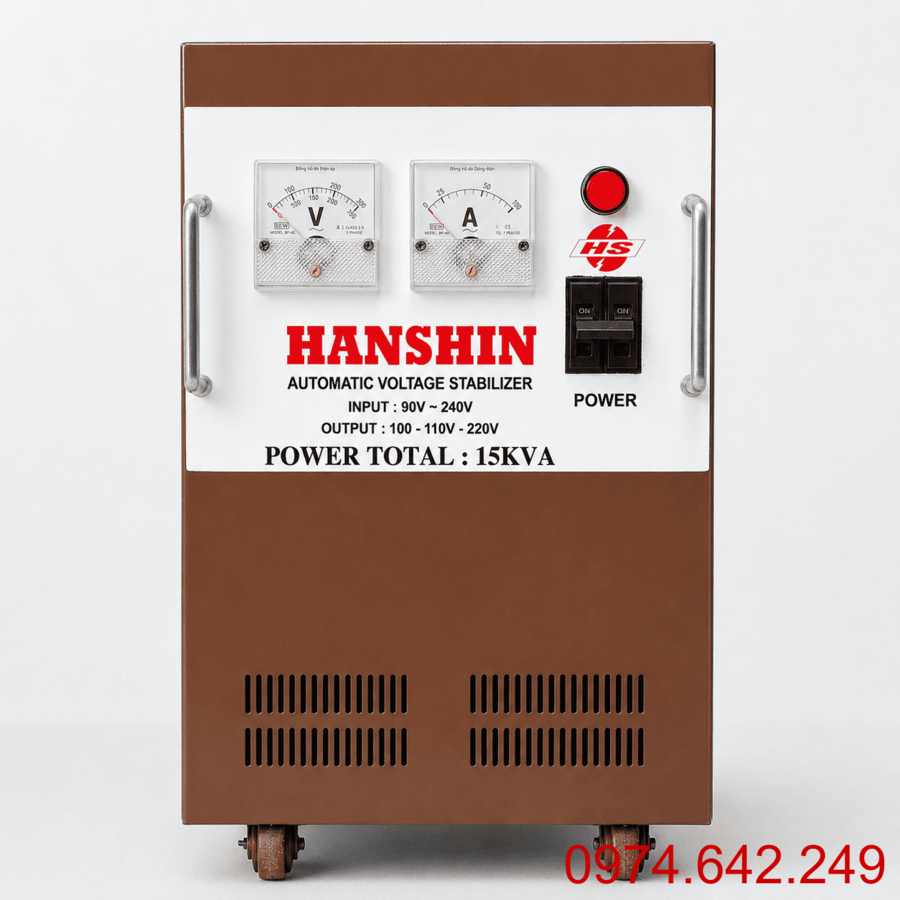 Ổn áp Hanshin 15KVA là danh mục tổng hợp các dòng ổn áp 1 pha công suất 15.000VA