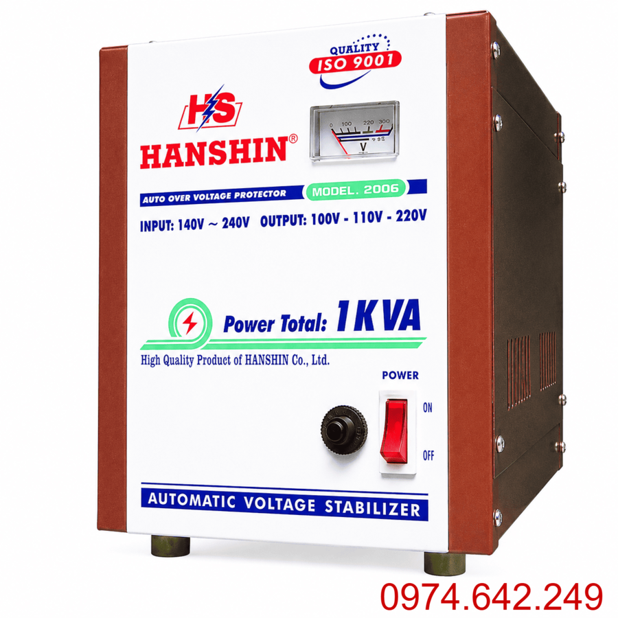 Ổn áp Hanshin 1KVA là danh mục tổng hợp các dòng ổn áp 1 pha công suất 1.000VA