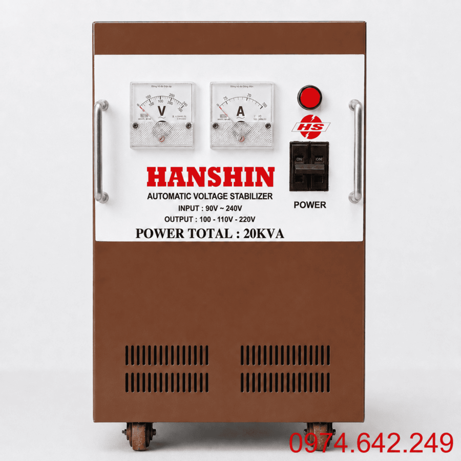Ổn áp Hanshin 20KVA là danh mục tổng hợp các dòng ổn áp 1 pha công suất 20.000VA